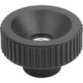 Kipp Knurled Nut, D=M10, D1=40, H=25, Thermoplastic Black Ral7021, Comp:Stainless Steel Bright K1472.40102